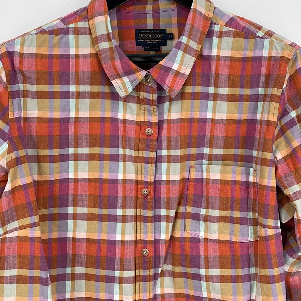 Pendleton Button Down Shirt Womens 3x Pastel Plai… - image 2